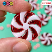 Peppermint Plastic Charm With Hole Two Pieces Christmas Charms Cabochons 10 Pcs