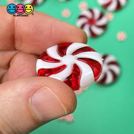 Peppermint Plastic Charm With Hole Two Pieces Christmas Charms Cabochons 10 Pcs