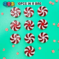 Peppermint Plastic Charm With Hole Two Pieces Christmas Charms Cabochons 10 Pcs