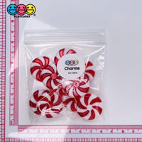 Peppermint Plastic Charm With Hole Two Pieces Christmas Charms Cabochons 10 Pcs