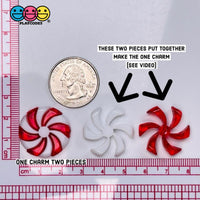 Peppermint Plastic Charm With Hole Two Pieces Christmas Charms Cabochons 10 Pcs