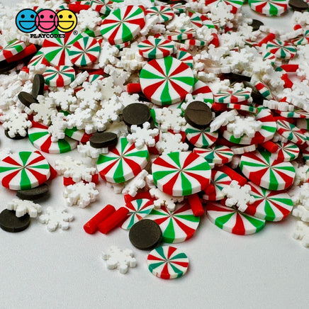 Peppermint Snow Flake Chocolate Confetti Christmas Holiday Fake Clay Sprinkles Decoden Fimo Jimmies