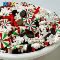 Peppermint Snow Flake Chocolate Confetti Christmas Holiday Fake Clay Sprinkles Decoden Fimo Jimmies