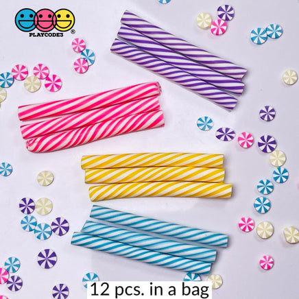 Peppermint Sticks Short Charm 4 Colors Charms Solid Cabochons 12 Pcs