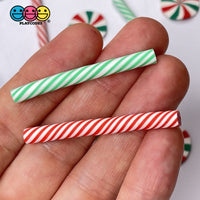 Peppermint Sticks Short Charm Red Green Christmas Charms Solid Cabochons 10 Pcs