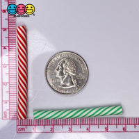 Peppermint Sticks Short Charm Red Green Christmas Charms Solid Cabochons 10 Pcs