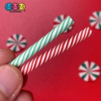 Peppermint Sticks Short Charm Red Green Christmas Charms Solid Cabochons 10 Pcs