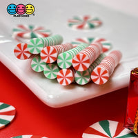 Peppermint Sticks Short Charm Red Green Christmas Charms Solid Cabochons 10 Pcs