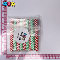 Peppermint Sticks Short Charm Red Green Christmas Charms Solid Cabochons 10 Pcs