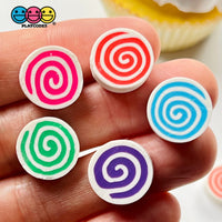 Peppermint Swirl Fake Candy Polymer Clay Charm Candies Cabochons 10 Pcs