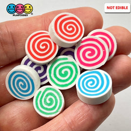 Peppermint Swirl Fake Candy Polymer Clay Charm Candies Cabochons 10 Pcs