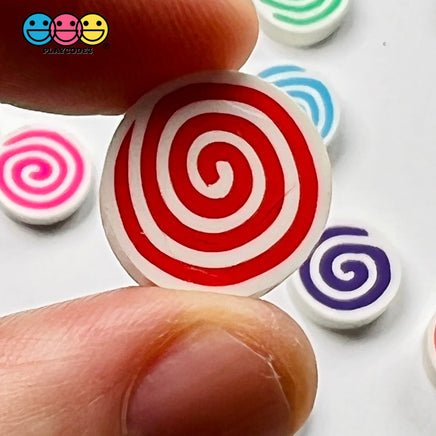 Peppermint Swirl Fake Candy Polymer Clay Charm Candies Cabochons 10 Pcs