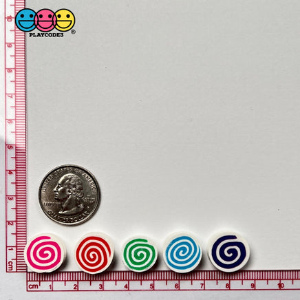 Peppermint Swirl Fake Candy Polymer Clay Charm Candies Cabochons 10 Pcs