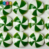 Peppermint Swirl Green Flat Back Mini Charm Christmas Cabochons Decoden 10 Pcs