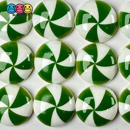 Peppermint Swirl Green Flat Back Mini Charm Christmas Cabochons Decoden 10 Pcs