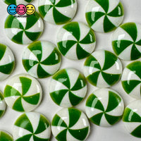 Peppermint Swirl Green Flat Back Mini Charm Christmas Cabochons Decoden 10 Pcs