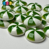 Peppermint Swirl Green Flat Back Mini Charm Christmas Cabochons Decoden 10 Pcs