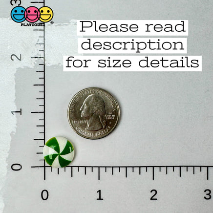 Peppermint Swirl Green Flat Back Mini Charm Christmas Cabochons Decoden 10 Pcs