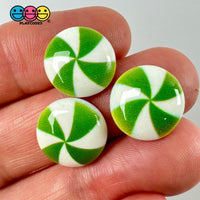 Peppermint Swirl Green Flat Back Mini Charm Christmas Cabochons Decoden 10 Pcs