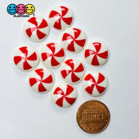 Peppermint Swirl Red Flat back Mini Charm Christmas Cabochons Decoden 10 pcs - Charm