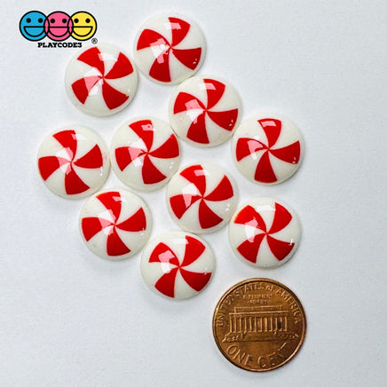 Peppermint Swirl Red Flat back Mini Charm Christmas Cabochons Decoden 10 pcs - Charm