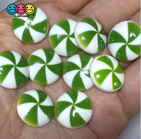 Peppermint Swirl Red Flat Back Mini Charm Christmas Cabochons Decoden 10 Pcs
