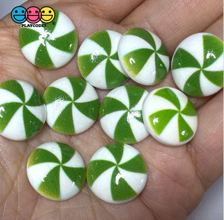 Peppermint Swirl Red Flat Back Mini Charm Christmas Cabochons Decoden 10 Pcs