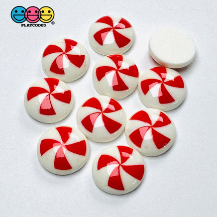 Peppermint Swirl Red Flat back Mini Charm Christmas Cabochons Decoden 10 pcs - Charm