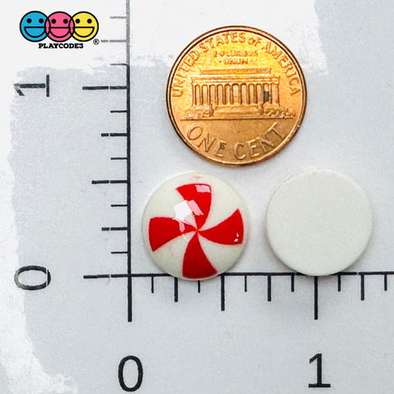 Peppermint Swirl Red Flat back Mini Charm Christmas Cabochons Decoden 10 pcs - Charm