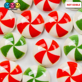 Peppermint Swirl Red Green Flatback Mini Charm Christmas Charms Cabochons 20 Pcs