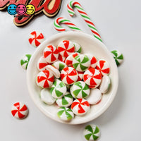 Peppermint Swirl Red Green Flatback Mini Charm Christmas Charms Cabochons 20 Pcs