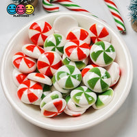 Peppermint Swirl Red Green Flatback Mini Charm Christmas Charms Cabochons 20 Pcs