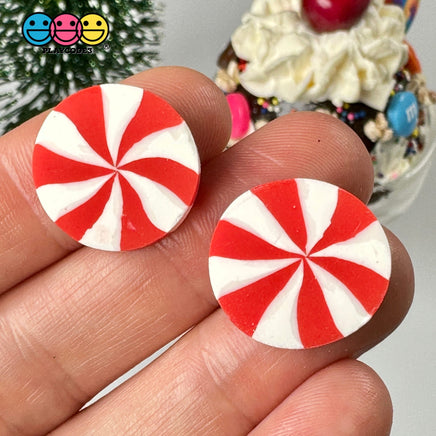 Peppermint Swirl Red & White Fake Candy Polymer Clay Gingerbread House Candies Decoden Cabochons 15