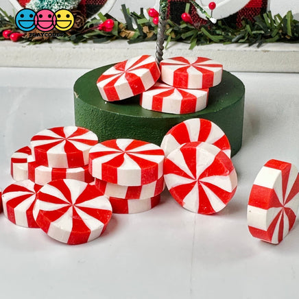 Peppermint Swirl Red & White Fake Candy Polymer Clay Gingerbread House Candies Decoden Cabochons 15