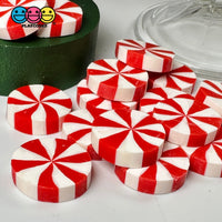 Peppermint Swirl Red & White Fake Candy Polymer Clay Gingerbread House Candies Decoden Cabochons 15