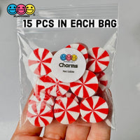 Peppermint Swirl Red & White Fake Candy Polymer Clay Gingerbread House Candies Decoden Cabochons 15