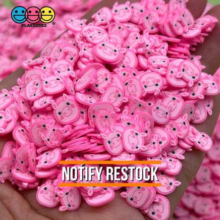 Pig Pink Piggy Face Kawaii Fimo Slices Fake Clay Sprinkles Decoden Jimmies Funfetti 20 Grams