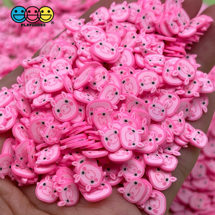 Pig Pink Piggy Face Kawaii Fimo Slices Fake Clay Sprinkles Decoden Jimmies Funfetti 20 Grams