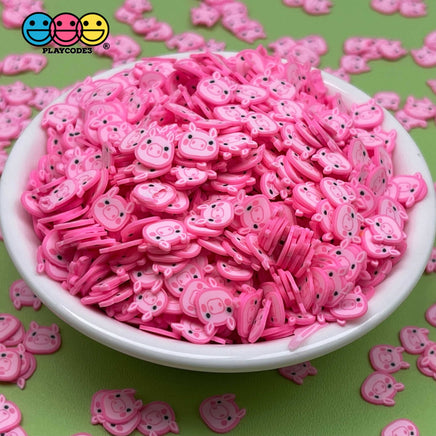 Pig Pink Piggy Face Kawaii Fimo Slices Fake Clay Sprinkles Decoden Jimmies Funfetti Sprinkle