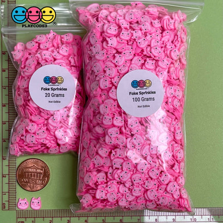Pig Pink Piggy Face Kawaii Fimo Slices Fake Clay Sprinkles Decoden Jimmies Funfetti Sprinkle