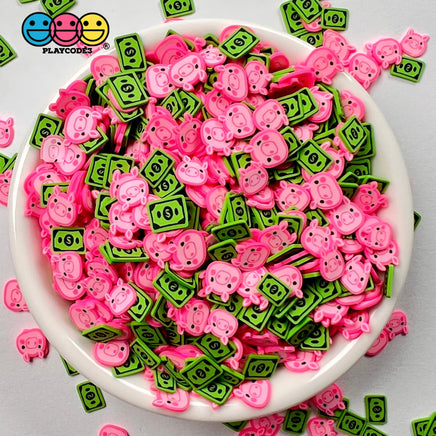 Piggy Bank Mix Cash Money Fimo Fake Sprinkles Faux Pink Pig Kawaii Dollar Confetti Funfetti Sprinkle
