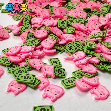 Piggy Bank Mix Cash Money Fimo Fake Sprinkles Faux Pink Pig Kawaii Dollar Confetti Funfetti Sprinkle