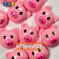 Piggy Pink Face Charm Flatback Kawaii Pig Charms Decoden Cabochons 10 Pcs
