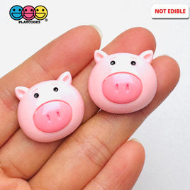 Piggy Pink Face Charm Flatback Kawaii Pig Charms Decoden Cabochons 10 Pcs