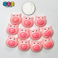 Piggy Pink Face Charm Flatback Kawaii Pig Charms Decoden Cabochons 10 Pcs