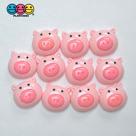 Piggy Pink Face Charm Flatback Kawaii Pig Charms Decoden Cabochons 10 Pcs