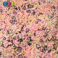 Pink Alian Invasion Glow In The Dark Stars Moons Fake Clay Sprinkles Decoden Fimo Jimmies 10 Grams