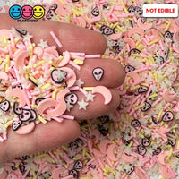 Pink Alian Invasion Glow In The Dark Stars Moons Fake Clay Sprinkles Decoden Fimo Jimmies Sprinkle