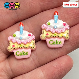 Pink Birthday Cake With Candle Flatback Cabochons Decoden Charm 10 Pcs Playcode3 Llc