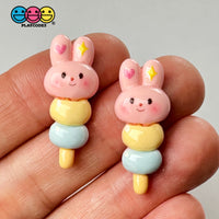 Pink Bunny On A Stick Cute Kawaii Easter Charm Flat Back Cabochons Decoden 10 Pcs Playcode3 Llc